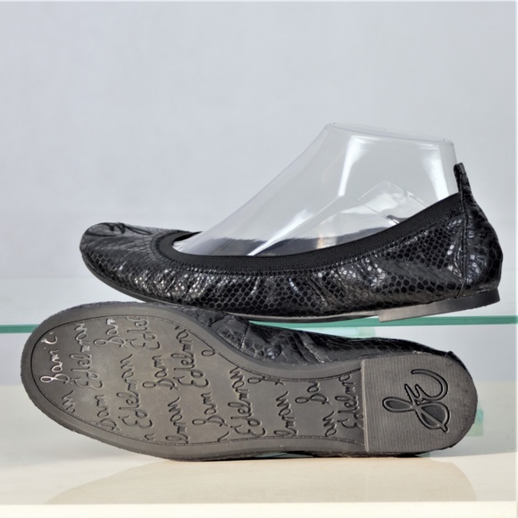 Sam Edelman 7.5 M Black Leather Snakeskin Ballet - Picture 5 of 8